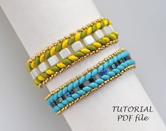 Beaded Bracelet Tutorial Miyuki Tila SuperDuo Half Tila Pattern Jewelry Design Beading Instructions Step-by-Step Craft Guide PDF Laurel