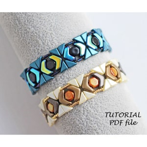 Beaded Bracelet Pattern Beadwork Design Using Chevron Duo Honeycomb Tango Beads DIY Jewelry Tutorial Step-by-Step Guide PDF Klara