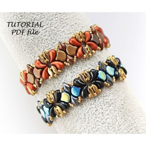Tutorial Bead Bracelet Pattern DIY Jewelry Design Using Duo StormDuo DiamonDuo Ginko Beads Step-by-Step Beading Instructions PDF Ninel