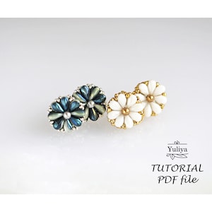 Earrings tutorial, Beaded stud earring tutorial, Seed bead pattern, Beading tutorial and pattern, Bead earrings pattern Daisy stud earrings