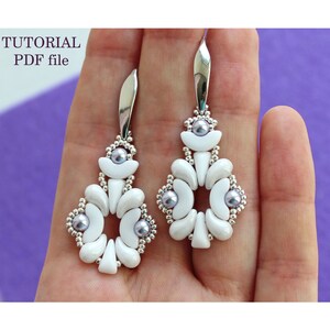 Beaded Earrings Tutorial with Two-Hole Beads Simple DIY Jewelry Pattern Easy Step-by-Step Beading Instructions Craft Guide PDF Maria