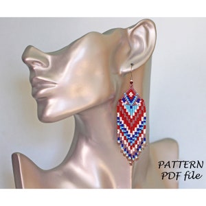 Boho Fringe Earrings Brick Stitch Pattern PDF Long Seed Bead Design for Delica Beads Handmade Jewelry Native Inspired DIY Accessory B3WJS