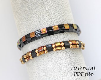 Tila bracelet tutorial, Simple bead pattern, Easy, beginner, fast beading tutorial bracelet, Tutorial, Beaded narrow bracelet pattern Patty