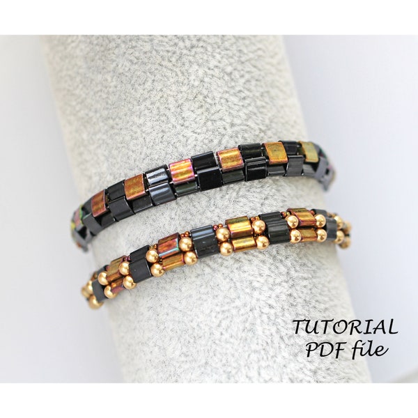 Tila bracelet tutorial, Simple bead pattern, Easy, beginner, fast beading tutorial bracelet, Tutorial, Beaded narrow bracelet pattern Patty