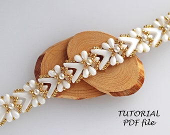 Beaded Bracelet Tutorial Beadweaving Pattern with AVA DropDuo Kheops par Puca Beads DIY Jewelry Making Instructions Elegant Fantasy PDF