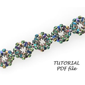 Beaded Bracelet Tutorial Using Half Tila Beads Jewelry Pattern DIY Beadweaving Instructions Step-by-Step Craft Guide Template PDF Hilda