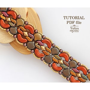 Beaded Bracelet Pattern Ginko StormDuo Beads Two-Hole Design Step-by-Step Jewelry Making Instructions Simple Beading Guide Gloria PDF