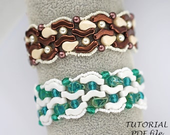 Bead Pattern Bracelet Tutorial Beading Guide Bridge Paisley Pearls Step-by-Step Jewelry Instructions Handmade Design DeepRiver Bracelet PDF