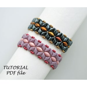 Beaded Bracelet Tutorial GemDuo DiamonDuo IrisDuo Beads Pattern Duo Design DIY Photo Instructions Jewelry Beadwork Step-by-Step Eleanor PDF