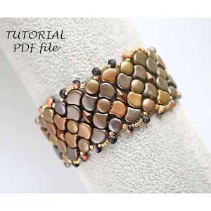 Bracelet Tutorial Bead Weaving Pattern Ginko DiscDuo DiamonDuo Miyuki Drops Step-by-Step Jewelry Instructions Duo Czech Bead Design Tracy