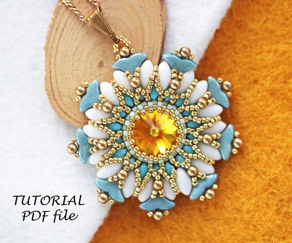 Bracelet /& pendant pattern ~ IrisDuo Helios par Puca bead tutorial Beading tutorial jewelry set Allegra SuperDuo Beaded jewelry tutorial