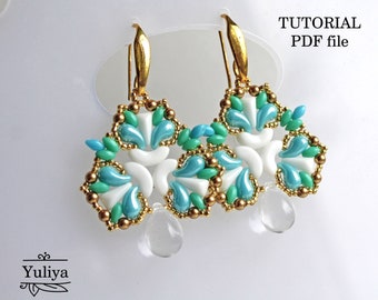 Patrón de abalorios para pendientes Arcos de Puca Vexolo ZoliDuo Beads Instrucciones paso a paso para joyería Guía de diseño de abalorios Clover PDF