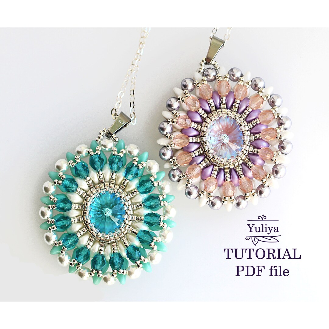 Beaded Pendant Tutorial Oval Rivoli Design Step-by-step Beading ...