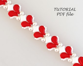 Mönster för pärlarmband Handledning för pärlarbeten DIY-smyckesdesign Steg-för-steg-instruktioner Handgjord presentidé med alla hjärtans dag-tema i PDF-format Kärlek