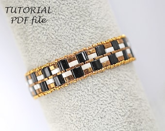 Pulsera tutorial de cuentas, patrón de cuentas de Tila, tutorial de cuentas ~Tila, Media Tila, Cuarto de Tila ~ Tutorial de Miuyki Tila, Pulsera de patrón Laurie