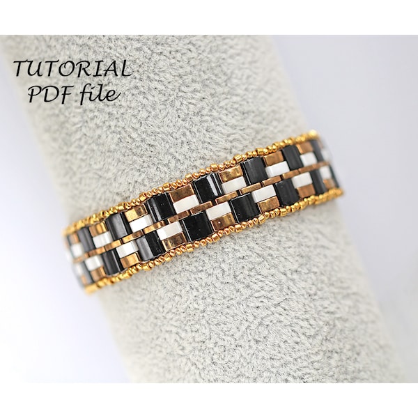 Bracelet tutoriel perles, motif de perles Tila, tutoriel perlé ~ Tila, Half Tila, Quarter Tila ~ Tutoriel Miuyki Tila, Bracelet motif Laurie