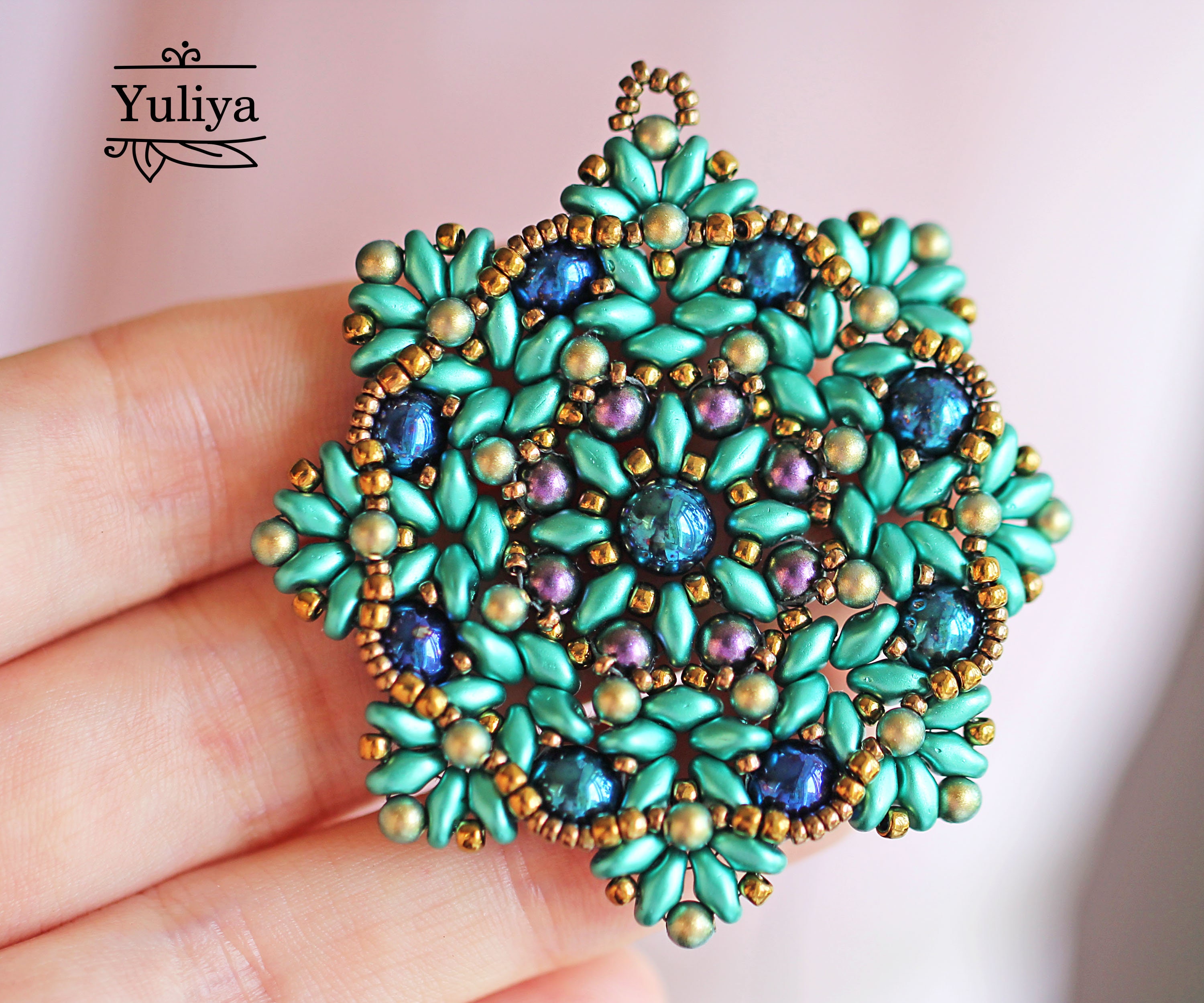 Beaded Pendant Pattern Beadwork Pattern Superduo Beading Etsy