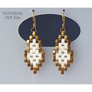 Beaded earrings tutorial; Half Tila pattern, Earrings tutorial; Bead earring tutorial; Half Tila tutorial, Beading tutorial earrings Talia