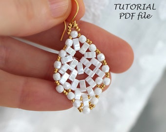 Beaded Earrings Tutorial Pattern Half Tila Beads Step-by-Step Jewelry Instructions Handmade Beading Guide DIY Design Tutorial Yana PDF