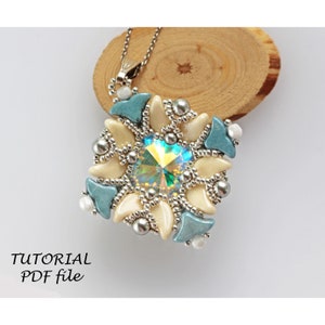 Beaded Jewelry Tutorial Bracelet Pendant Pattern Using Helios par Puca Paisley Rivoli Beads DIY Beadwork Instructions Guide PDF Carla