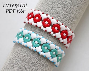 Bracelet tutorial, Puca bead pattern, Bracelet pattern, Three hole bead pattern Ginko Arcos, Minos, Beading tutorial Bracelet Polka Dot pdf