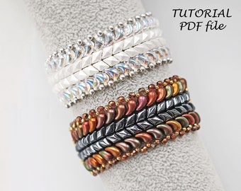 Tutorial de pulsera de cuentas con DiamonDuo, GemDuo, ZoliDuo, patrón de tejido de cuentas, diseño de joyas DIY, guía de manualidades paso a paso (PDF Splash)