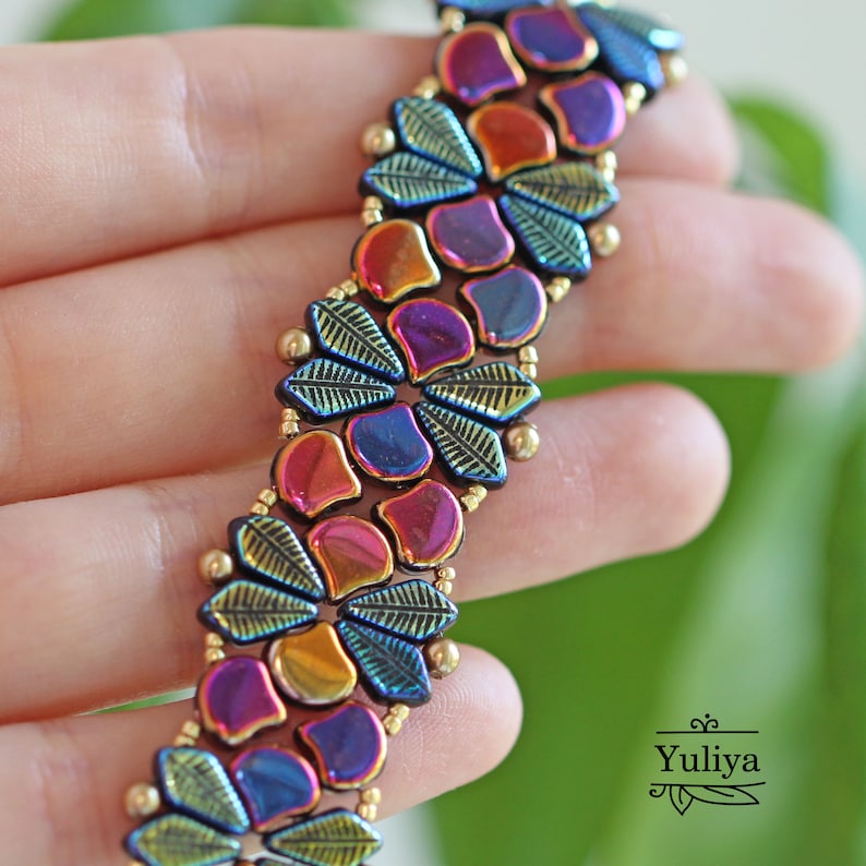 Beading pattern bracelet Ginko Kite bead tutorial Bead Etsy