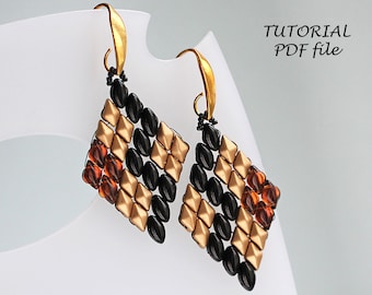 Tutorial de pendientes de cuentas IrisDuo, GemDuo, DiamonDuo, instrucciones paso a paso para hacer joyas, guía de diseño de pendientes Arlene (PDF)