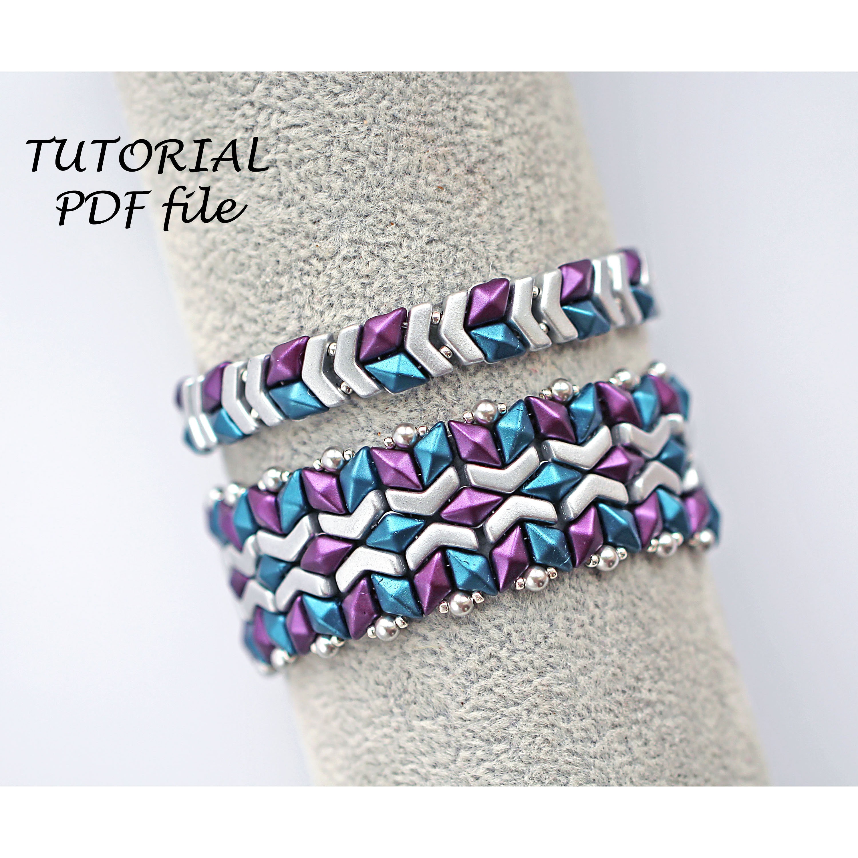 Art Deco Chevron Peyote Stitch Beaded Bracelet Kit Kit and 