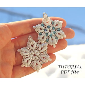 Beaded Snowflake Pattern Christmas Jewelry Design DIY Pendant Tutorial Step-by-Step Beading Instructions Craft Guide PDF Snowflake_2