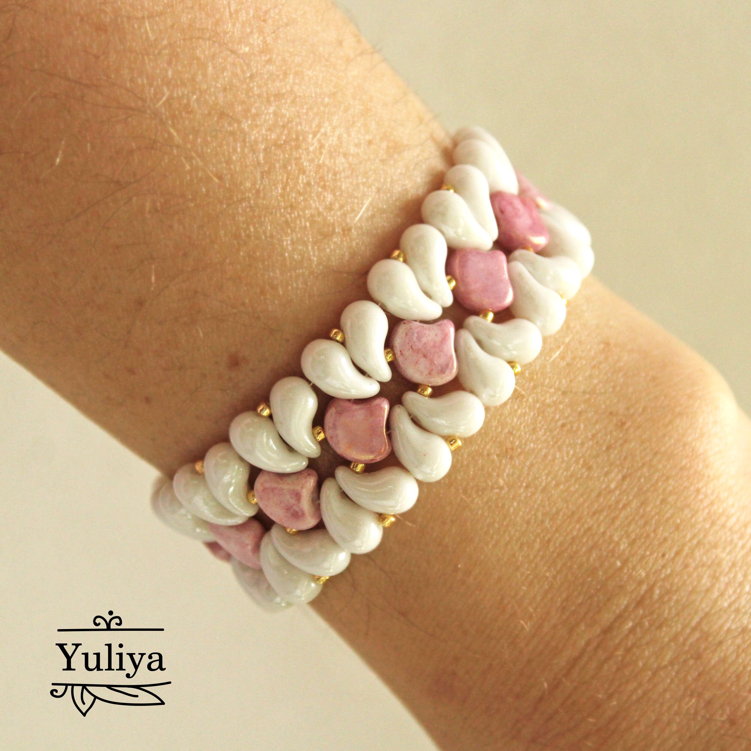 Bead Tutorials Ginko Bead Bracelet Pattern Ginko Beads Etsy