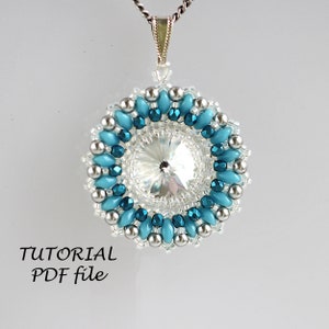 Enchanted Rivoli Pattern Beaded Rivoli Pendant Pattern Swarovski Beadwork Tutorial Jewelry ...