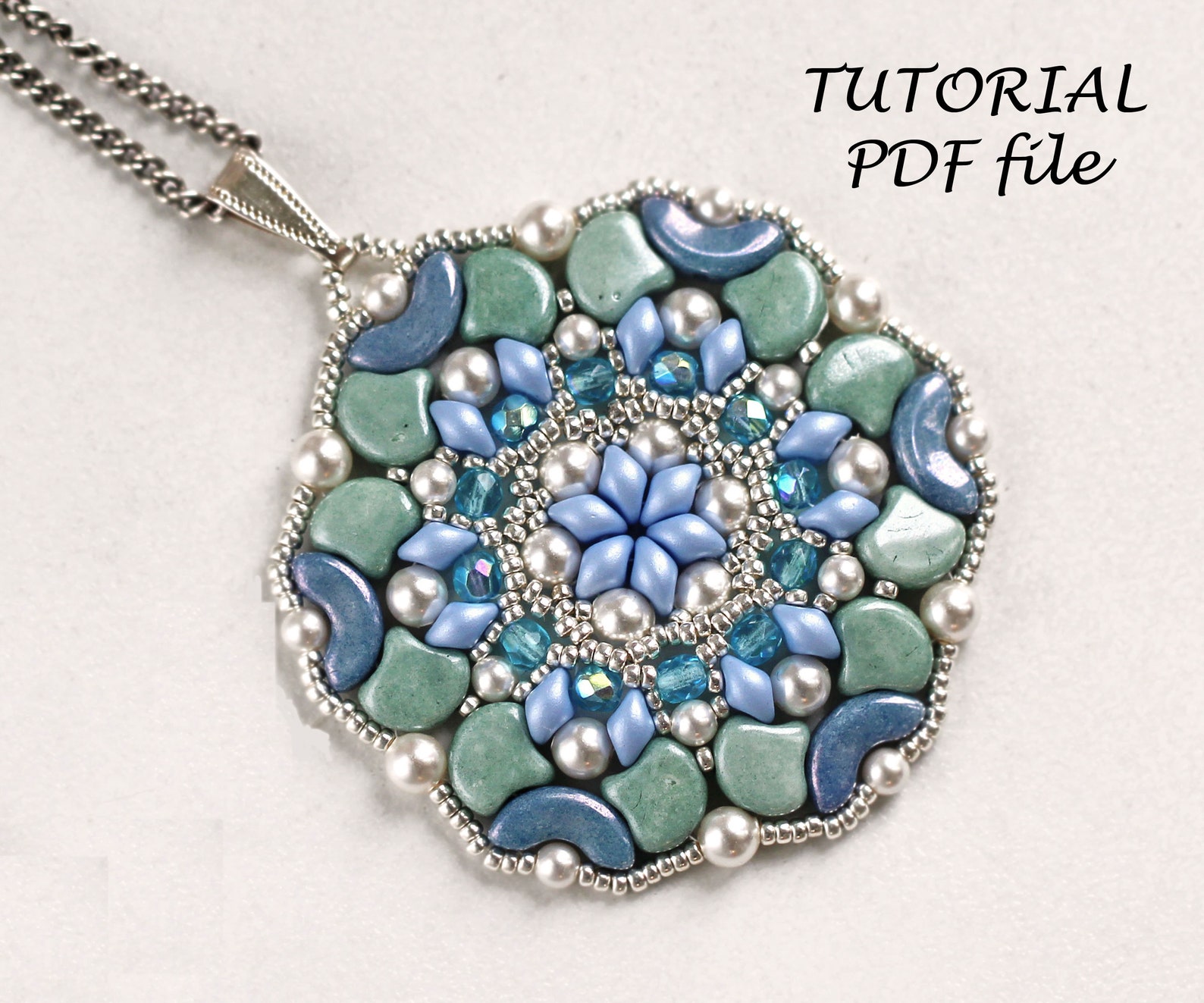 Beaded Pendant Pattern Beading Tutorial With Es-o and Ginko Beads DIY ...