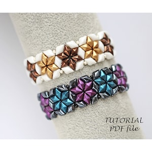 Beading Tutorial Bracelet Jewelry Pattern DiamonDuo GemDuo Beads Step-by-Step Instructions Beadwork Guide How to Make Bracelet Gina PDF