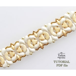 Bracelet Beading Tutorial Pattern DIY Beadwork Instructions Kheops Beads Geometric Beige Design Elegant Handmade Jewelry Project Guide