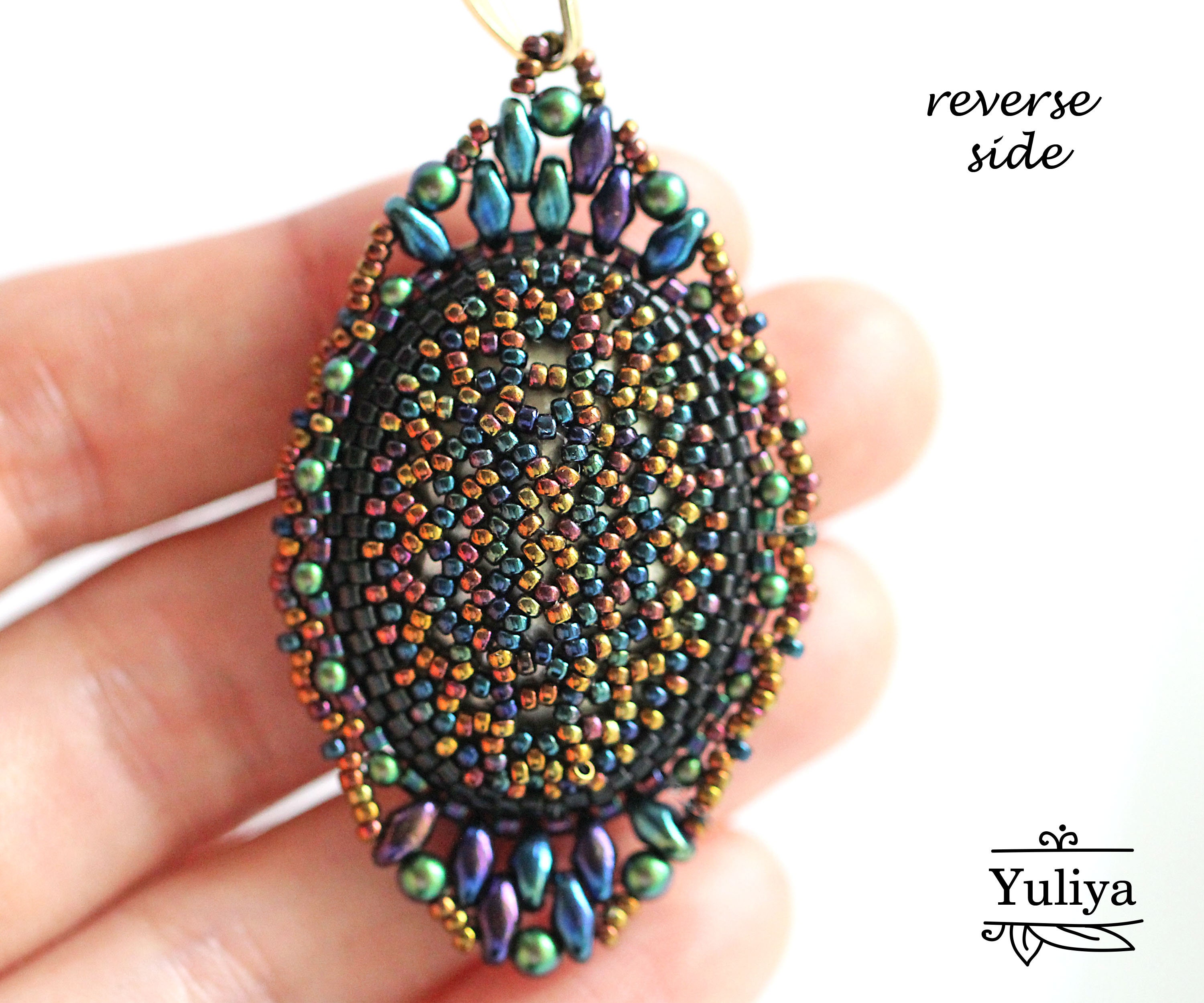 Beading Pattern Tutorial Pendant Beadwork Pendant Oval Etsy Canada