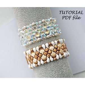 Beaded Bracelet Tutorial Ginko Silky ZoliDuo Beads Wide Cuff Design DIY Jewelry Pattern Beading Instructions Step-by-Step Guide Vera PDF