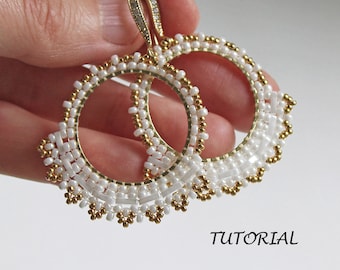 Tutorial hoop earrings, Brick stitch earrings beading pattern, Fringe earrings tutorial,Brick stitch tutorial,Beaded earrings tutorial Silva