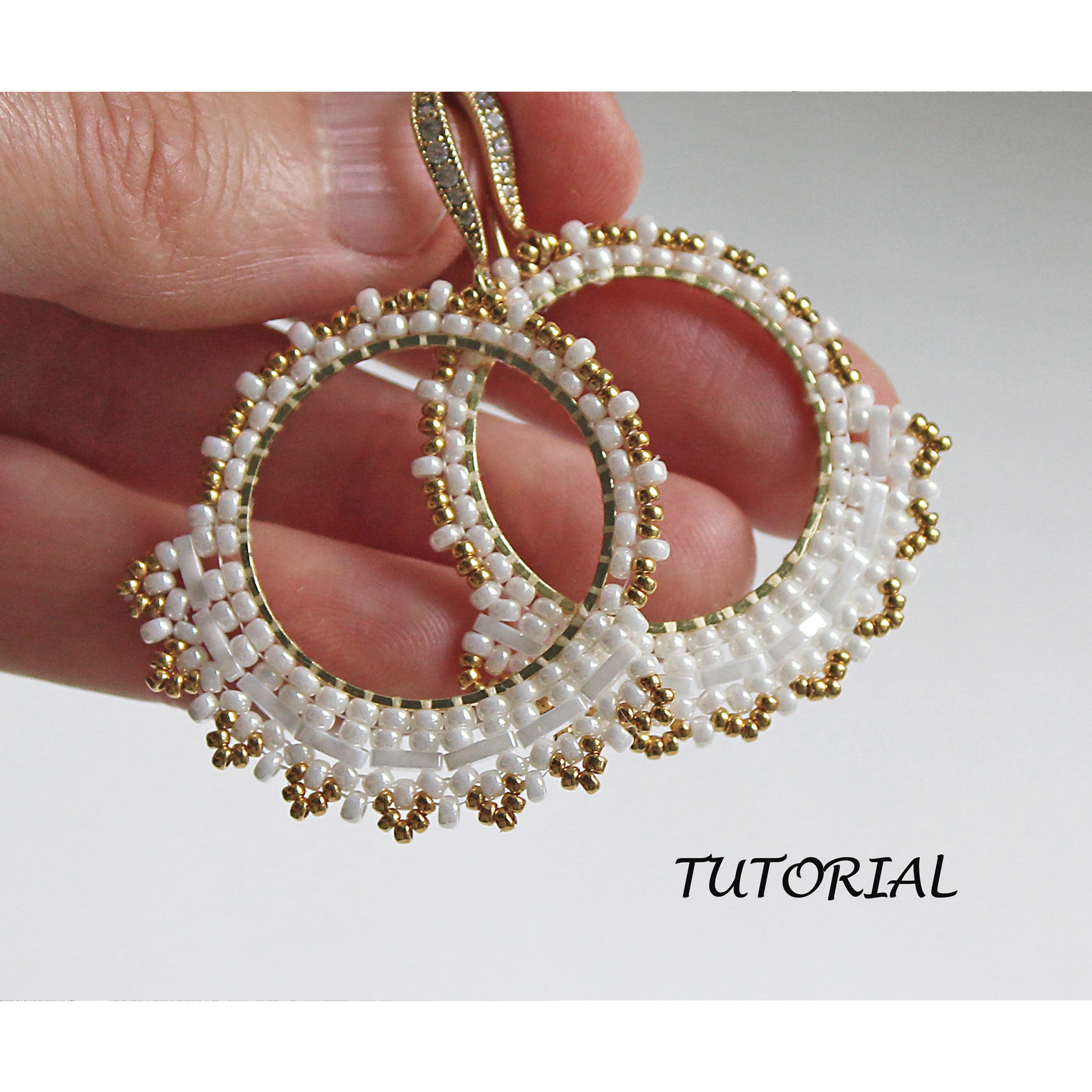 Tutorial Hoop Earrings, Brick Stitch Earrings Beading Pattern, Fringe ...