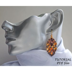 Boucles d&#39;oreilles en perles de rocaille Tutoriel simple et facile pour débutants Instructions de création de bijoux DIY Motif de boucles d&#39;oreilles en perles Doris PDF