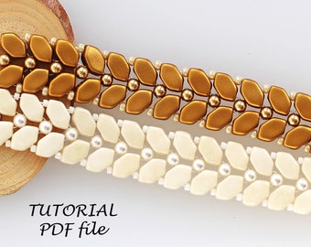 Beaded Bracelet Tutorial Chain Pattern Jewelry Design DIY Beadweaving Instructions Step-by-Step Beading Guide Template PDF Wheat Ear