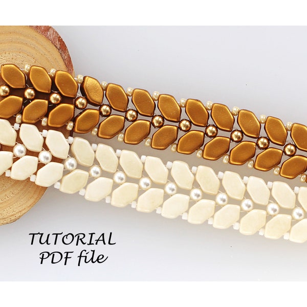 Beaded chain pattern ~ Beaded bracelet tutorial ~ Beading patten ~ Jewelry tutorials ~ Beadweaving tutorial ~ Tutorial bracelet Wheat Ear