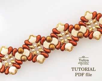 Bracelet tutorial, Bead pattern, Beading tutorial, Beaded bracelet pattern, Jewelry pattern, Beaded jewelry tutorial bracelet Elisabeth pdf
