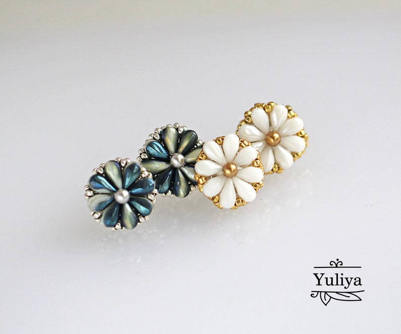 Earrings Tutorial Beaded Stud Earring Tutorial Seed Bead Etsy