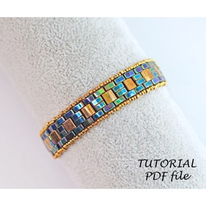 Tutorial beaded bracelet, Tila bead pattern, Beading tutorial bracelet ~ Tila, Half Tila ~ Miuyki Tila tutorial, Pattern bracelet Virginia