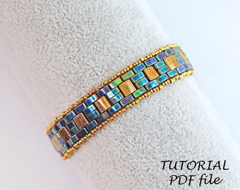 Tutorial pulsera con cuentas, patrón de cuentas Tila, pulsera tutorial de abalorios ~ Tila, Half Tila ~ Miuyki Tila tutorial, pulsera patrón Virginia