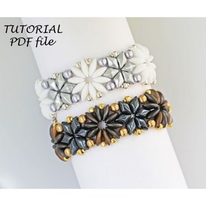 Bracelet Pattern Beading Tutorial MobyDuo DiamonDuo GemDuo Beads Step-by-Step Two-Hole Jewelry Instructions Beaded Design Guide Pretty PDF
