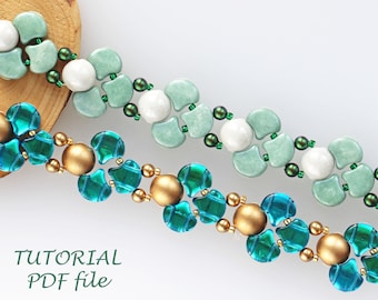 Tutorial per braccialetti di perline, modello per gioielli di San Patrizio, design fai da te con perline, istruzioni per la lavorazione delle perline, guida all'artigianato festivo passo dopo passo, trifoglio