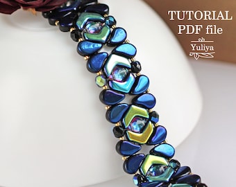 Beaded Bracelet Tutorial Chevron Duo Beads Beginner Step-by-Step Beading Instructions Jewelry Pattern Guide DIY Bead Weaving Tutorial Eye
