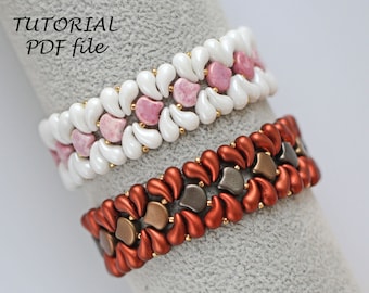 Beaded Bracelet Tutorial Ginko Beads ZoliDuo Pattern DIY Jewelry Instructions Beadweaving Template Handmade Bracelet Pattern Parpar PDF